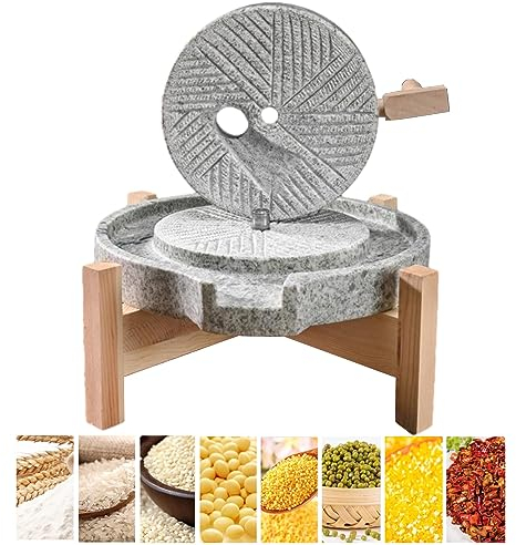 NUNETH Mulino a Pietra Mulino a Mano per Cereali per Uso Domestico Macinatore di Pietra, Mulino a Pasta Pesante/Mulino per Cereali/Mulino per Riso/Macinino a Umido/Macinino a Secco