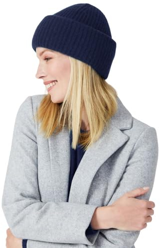 Style & Republic Kaschmir Mütze-Beanie Damen aus 100% Cashmere - Dein kuscheliger Premium Beanie für stilvolle Herbst- & Winter-Momente - Navy