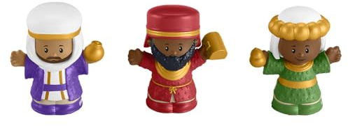 Fisher-Price HMX70 - Set di 3 statuine di Wisemen vestite in rosso, viola e verde con vesti di Gesù bambino