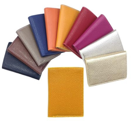 LOLUNA® Porte-Cartes en Cuir, pour Billets, Carte de crédit, Visites et Fidelités pour Femme et Homme - Jaune Moutard