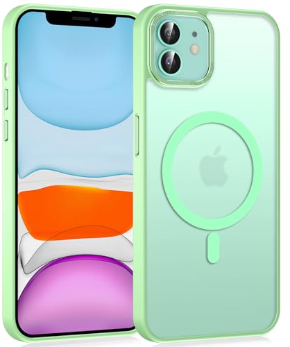 Yoedge Magnetisch Handyhülle für iPhone 11 Hülle, [Kompatibel mit MagSafe] Durchscheinende Matt Schutzhülle Rückseite Dünn Stoßfest Anti-Fingerabdruck Schutzhülle Case, Grün