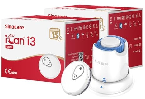 sinocare iCan Sensor Continuous Glucose Monitoring, Salida cada 3 minutos, 15 Días de Duración, Sin escaneo, menos dolor, CGM Glucosa Monitor Continuo Conexión Bluetooth (2)
