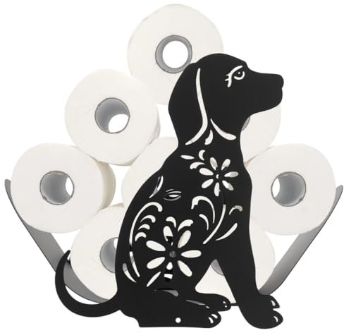 Chewtoyo Supporto per carta igienica, porta rotolo di carta igienica cane carino, carta igienica impermeabile in metallo per supporto rotoli 8, organizer carta igienica su vasca da bagno pavimento WC,