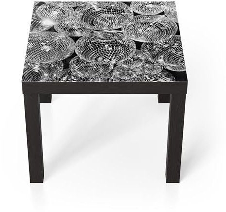 DEQORI Glastisch | schwarz klein 55x55 cm | Motiv Glanz der Nacht | ausgefallener Beistelltisch aus Glas | Hochglanz Couchtisch fürs Wohnzimmer | moderner Couch Tisch mit Design