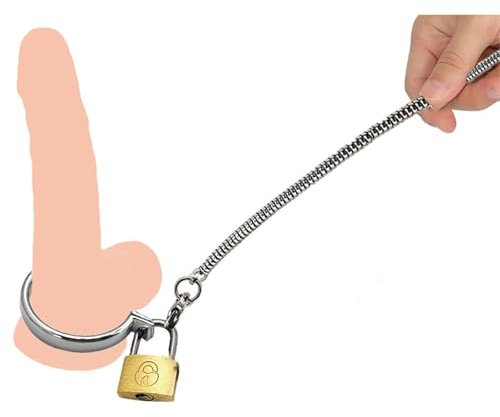 Yasexx Edelstahl Penis Ring Lock Kette Hoden Ring Metall Penis Folter Hoden Bahre Cbt Penis Schmuck Sex Spielzeug MäNner Extreme Bdsm Penis Ring Geeignet FüR MäNner(45mm)