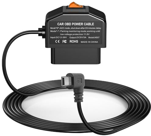 Gebildet Kit de Câblage OBD pour Dash Cam,Mini kit de Câblage USB avec Câble d'alimentation OBD pour Dashcam 12-24V à 5V/3A avec Protection Basse Tension Surveillance de Stationnement 24h/Mode Acc