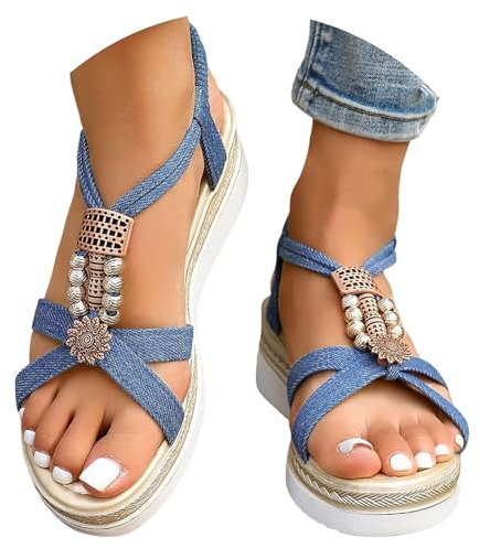 Chaussures Sandales Compensées Femme Confort Chic Et Elegant Mules Heels Dance Shoes Randonnée Nu Pieds Ballerine Confortable Chaussure Orthopédique Orthopédiques Bleu Marine 41