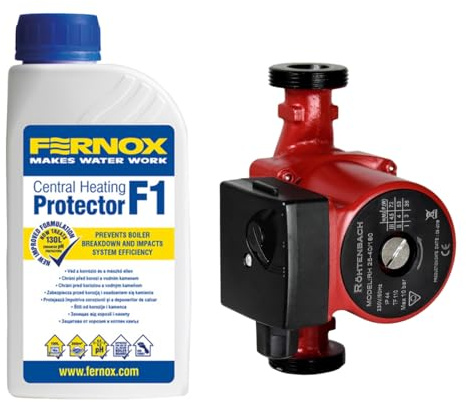 Bandloo Set: Energiesparende Umwälzpumpe Rohtenbach + Fernox F1 500 ml – Effiziente Heizungsunterstützung, konstante Wärme, Schutz vor Korrosion und Kalkablagerungen (25-40/180)