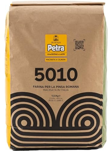 12,5 Kg Petra 5010 Farina per Pinsa Romana e Pizza in Teglia – Miscela di Grano Tenero Tipo “0” e Farina di Riso – Alta Idratazione e Lunga Lievitazione – Impasti Leggeri, Friabili e Digeribili