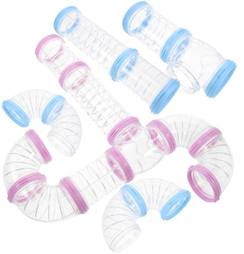 Alasum Tubi Criceto per Gabbia, Tunnel Roditori in Plastico, Kit 2 Set Collegabile DIY per Criceti e Scoiattoli, per Gioco e Ampliamento Habitat