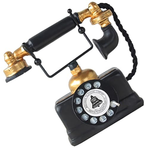 Veemoon Modèle de Téléphone Rétro Miniature en Résine, Décoration pour Maison de Poupée, Petit Téléphone Factice Vintage, Ornement pour Micro-Paysage et Bureau, Accessoire Décoratif