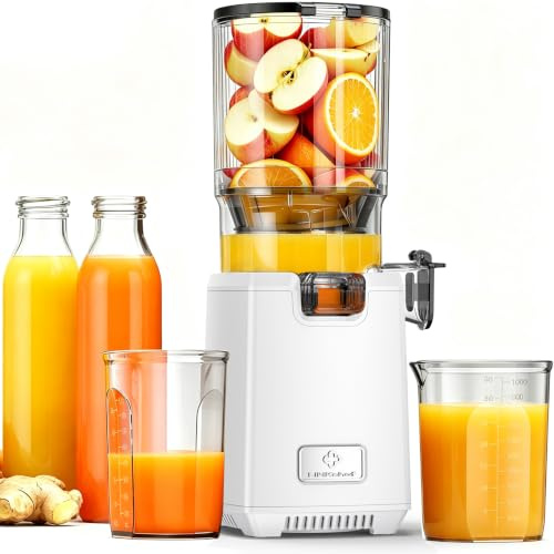 LINKChef Estrattore Frutta e Verdura, Estrattore di Succo a Freddo 250 W con Imboccatura Larga 13 cm, Juicer Machine Senza BPA, 1,8 L, Facile da Pulire, Ricette Incluse