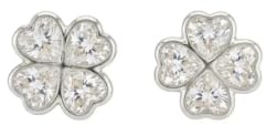 Kleeblatt Ohrstecker 925 Sterling Silber Damen Zirkonia Ohrringe vergoldet Glücksbringer Ohrstecker elegant filigran Geschenk Damen