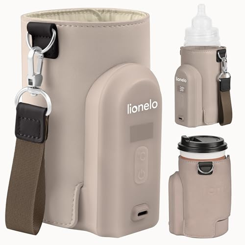 LIONELO Thermup Go Evo Tragbarer Babyflaschenwärmer, hält Flüssigkeiten | warm, 5 Betriebstemperaturen von 38 bis 50o C, USB-C Aufladung, bis zu 9 Stunden Betrieb, LCD Display