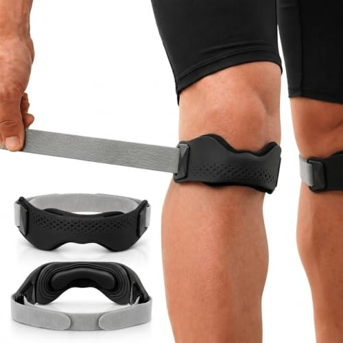 Tpubmity 2 Unidades Rodillera Rotuliana con Almohadilla de Silicona,Negro | Rodillera Rotuliana Silicona Ajustable,Alivio de Dolor de Rodilla,Estabilización de la Rótula durante Saltos y Squats