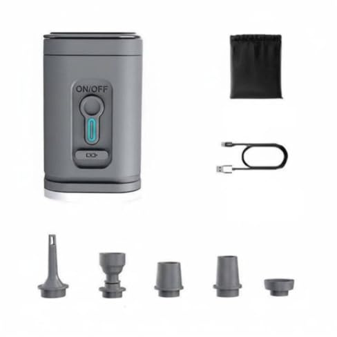 XLWLLNJ Bomba de Aire Portátil Mini Compresor Inflador Aspirador con Pantalla Digital y Luz Integrada Opcional Boquillas Versátiles y Diseño Ligero Adecuada