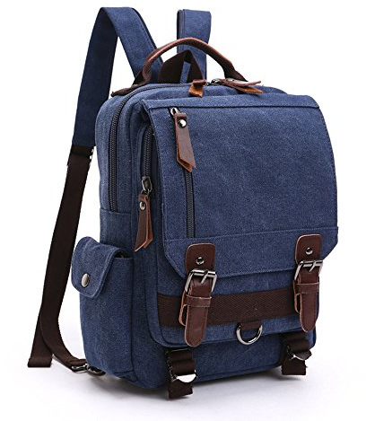 LOSMILE Mochila Hombres Mujer Lona Bolso de Bandolera La Bolsa de Mensajero Bolsa de Lona Bolsa de Hombro Messenger Bag BackPack. (Azul profundo)