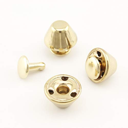 Dorado, 12 mm barril remachado pies monedero, pies de monedero, remaches espiga remache tachuelas remache de cuero para hacer bolsas, ropa, zapatos. 30 juegos por lote P109