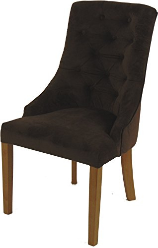 B.R.A.S.I.L.-Möbel Brasilmoebel® Esszimmerstuhl Chesterfield Dunkelbraun gepolstert Lehnstuhl Stuhl Hochlehner Polsterstuhl Sitzgruppe Essgruppe Kaffee Samt Kissen Esszimmer Wohnzimmer Küchenstuhl