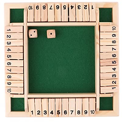 Sharplace Jeu de Plateau en Bois avec 2 Dés et Plaque de Chiffres 1-10 Parfait pour Divertissement et Enseignement Mathématique