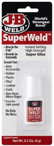 JB Weld JB33106 Superweld Sofort abbindend, hochfest, 6 Gramm Flasche, ideal für Stahl Gummi die meisten Kunststoffe Holz und mehr, klebt in Sekunden, Aushärtefarbe klar, Verpackung kann variieren