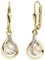 Jobo Damen-Ohrhänger aus 9 Karat 375 Gold mit Perlen und 24 Zirkonia
