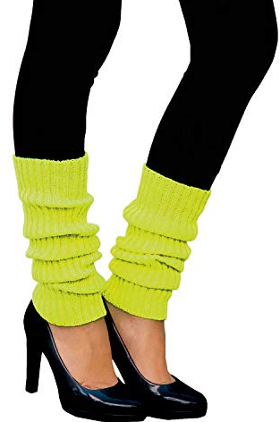 Oblique Unique® Sexy Damen Bein Stulpen Neon Strümpfe für 80er Jahre 80s Motto Party Fasching Karneval Tanzen Aerobic Kostüm Accessoires - Farbe wählbar (Neongelb)