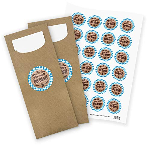 itenga 24x Bestecktaschen Pochetten aus Papier inkl. Serviette I Schee dass'd do bist! I 8,2 cm x 20,0 cm I geeignet für bayrische Anlässe, Mottopartys oder Geburtstagen