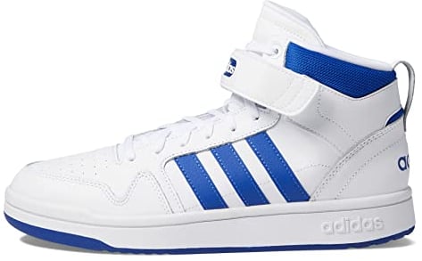 Adidas Men's Postmove Mid Basketball Shoe, White/Team Royal Blue/Grey, 10.5