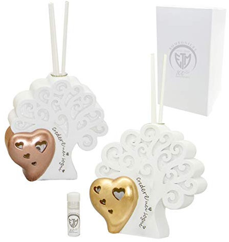 Formoso Diffusore Profumatore albero della vita in ceramica bianca con cuore e scatola h 10 cm set 2 pz Art 02270