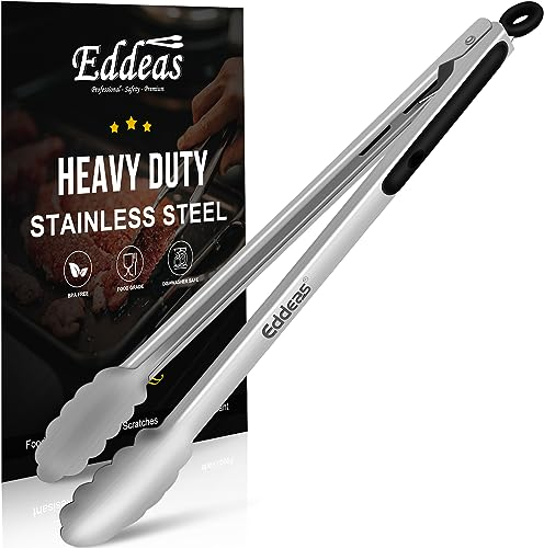 Eddeas Grillzange, 43,2 cm extra lange Grillzange, hitzebeständige 600 Grad Edelstahlzange, Küche Metall Verriegelungszange zum Kochen, Grillen, Grillen im Freien
