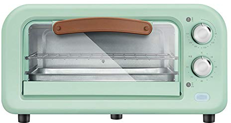 JYCDD Mini Four Compact 12 L rétro et léger/température contrôlée de 90 à 230 °C/minuterie de 60 Minutes avec arrêt Automatique, 800 W, Porte en Verre trempé,Vert