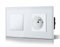 BSEED Bouton Poussoir Interrupteur Verre et 16A AC Prise standard français Vitre en Verre 1 Gang 1 voie Interrupteur Mural Blanc