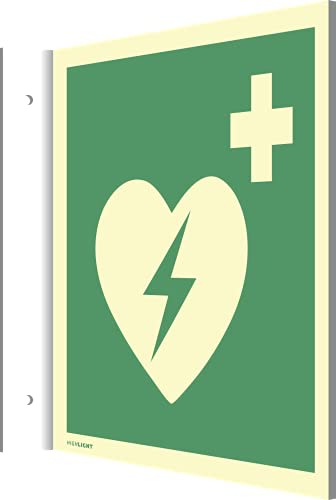 Fahnenschild Automatisierter externer Defibrillator,Kunststoff,nachleuchtend,160-mcd,148x148mm
