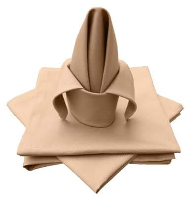 Lemos Home Hochwertige Stoffserviette Tischtuch 4 Stück aus 100% Baumwolle Kollektion Konzept, Farbe & Größe wählbar (Stoffserviette 4er Set - 45x45cm, Camel)