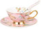 Lurrose 1 Set Keramikbecher mit Saucer L?ffel Kaffeetasse mit L?ffel Saucer Set für Café Erwachsene/Freunde/Frauen/M?nner (Sortierte Farbe)