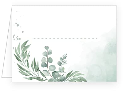 Edition Seidel 50 Premium Tischkarten Platzkarten Namenskarten Hochzeit Geburtstag Taufe Kommunion Konfirmation Firmung Jugendweihe Silberhochzeit Goldhochzeit Eukalyptus