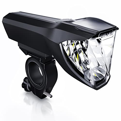CSL - LED Fahrradlicht Frontlicht Vorderlicht, Fahrradbeleuchtung vorne, 50 LUX, USB aufladbar, StVZO zugelassen, Schnellbefestigung, 3 Leuchtmodi - Spritzwassergeschützt nach IPX4 Schwarz