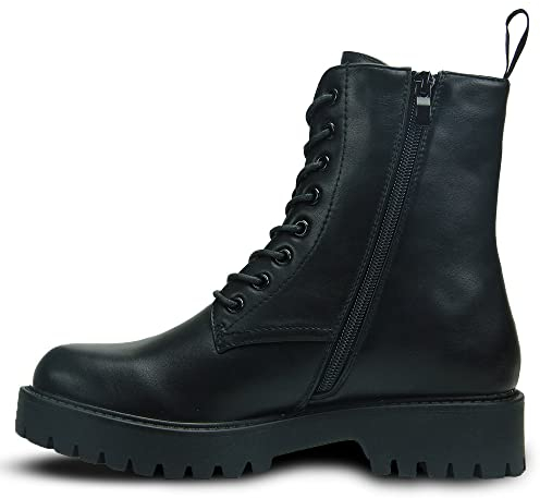 Cultz Essential 8 Eyelet Stiefeletten mit Reißverschluss Combat Boots Damen Stiefel Schwarz 39