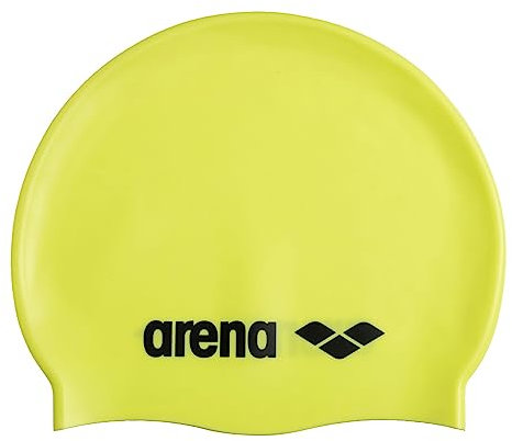 Arena Klassische Unisex-Badekappe aus weichem Silikon für Damen und Herren, intensives Training und Rennen, bequem, rutschfest, Langhaar, Hellgelb