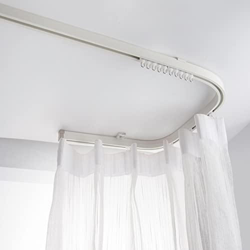 Gardinenschiene Gebogene Vorhangschiene Weiß, Heavy Duty Biegbare Decke Wand Mount Room Divider, Flexibles Schienensystem Für Privatsphäre, Etagenbett, Dusche, Krankenhaus ( Color : Wall Mount , Size