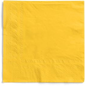 MANK Serviette in GELB aus 3-lagigem Tissue, 33x33 cm, 1/4 Falz, 100 Stück, hochwertige Papierservietten für Gastronomie, Catering, Hochzeit, Party & Events