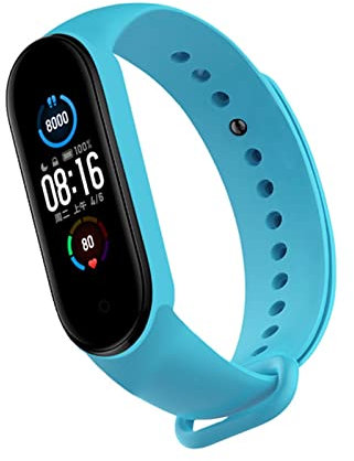 KBUYS Cinturino compatibile con Xiaomi Mi Band 6 5 4 3 Cinturino in silicone Cinturino da polso MiBand 3/4 Band5 Band6 7 Accessori for smartwatch (Color : Light blue 07, Size : Mi band 7)