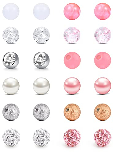 Funseedrr 24 Stück 16G Piercing Kugeln Set, 3 mm 1,2 mm Rosa Gewinde Piercing Kugel Edelstahl Ersatzkugel Schraubkugel für Bauchnabelpiercing Zungenpiercing Nippelpiercing Ersatz Piercing Schmuck