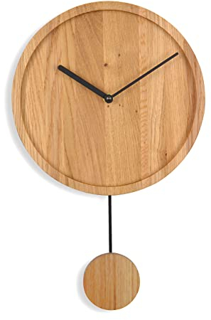 Natuhr Moderne Pendeluhr – Swing Modern – Eiche geölt Holz – Quarz-Uhrwerk