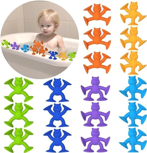 18PCS Bath Toys, Silicone Mold Free Bathtub Toys, Sensory Toys for Kids