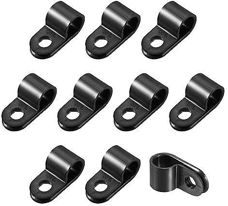 Rebower R-Type Cable Clamp Neat Management Clip, [for Wire, Cable, Rope] - 7.9mm/Black/20 Pcs