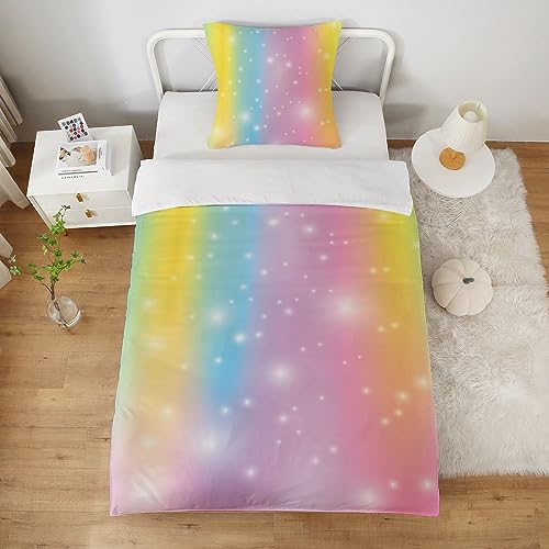 Yasida BettwäSche Bunt MäDchen BettwäSche 140X200 Aesthetic BettwäSche Muster Mit Regenbogen Mikrofaser BettwäSche 2-Teiliges 3D Kinder BettwäSche-Set 1 Bettbezug Mit 1 Kissenbezug 65x65cm