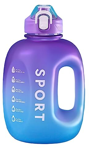 Povanjer 2L Sport große Wasserflasche | 2L 360-Grad-auslaufsichere Wasserflaschen,Lebensmittelechter Krug mit Farbverlauf und Griff, große Flasche für Sport, Fitness, Schule, Laufen, Reisen