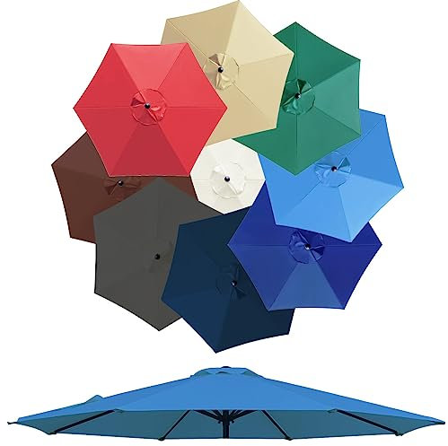 Auvent De Remplacement Pour Parasol De Terrasse De 3.0m, 6 Baleines/8 Baleines Toile De Parasol Déporté, Housse De Rechange Pour Parasol D'extérieur, Polyester Anti UV 50+(Couleur:lac bleu,Taille:300c